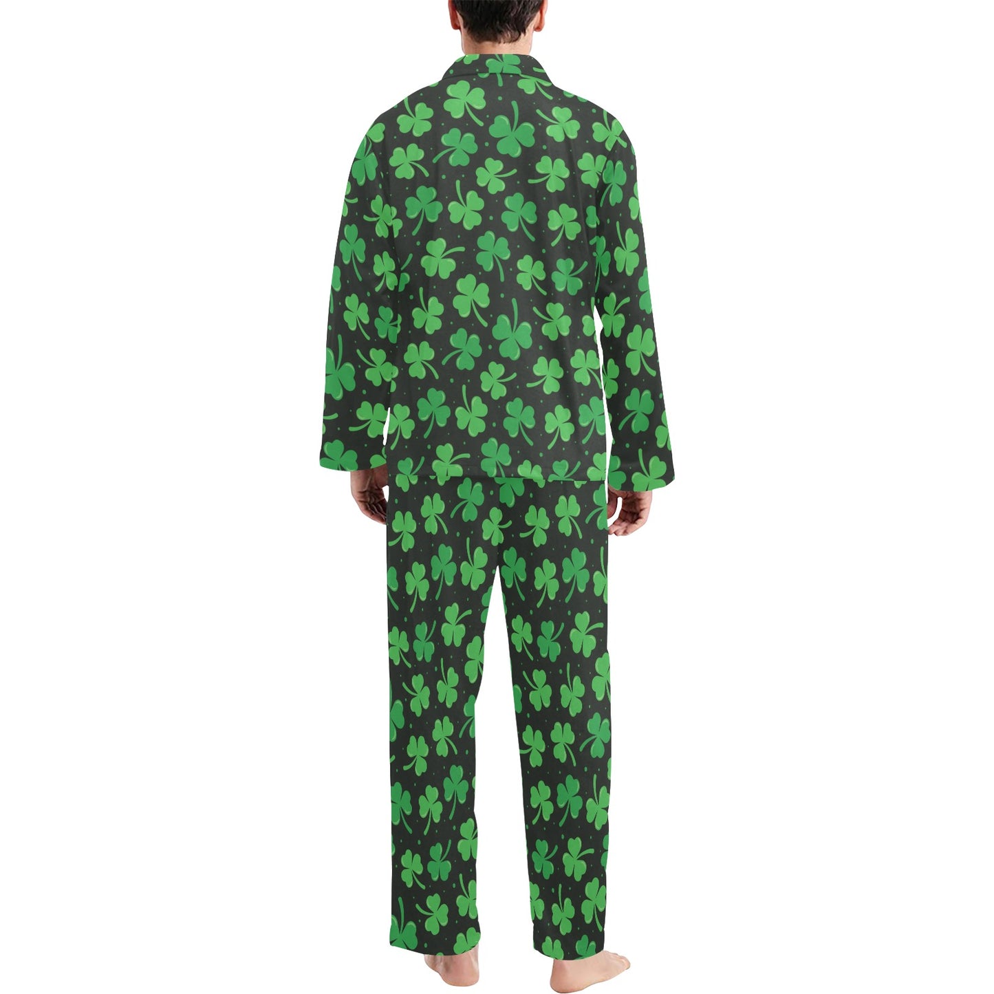Clover Pattern Print Design 04 Men's Long Pajama Set
