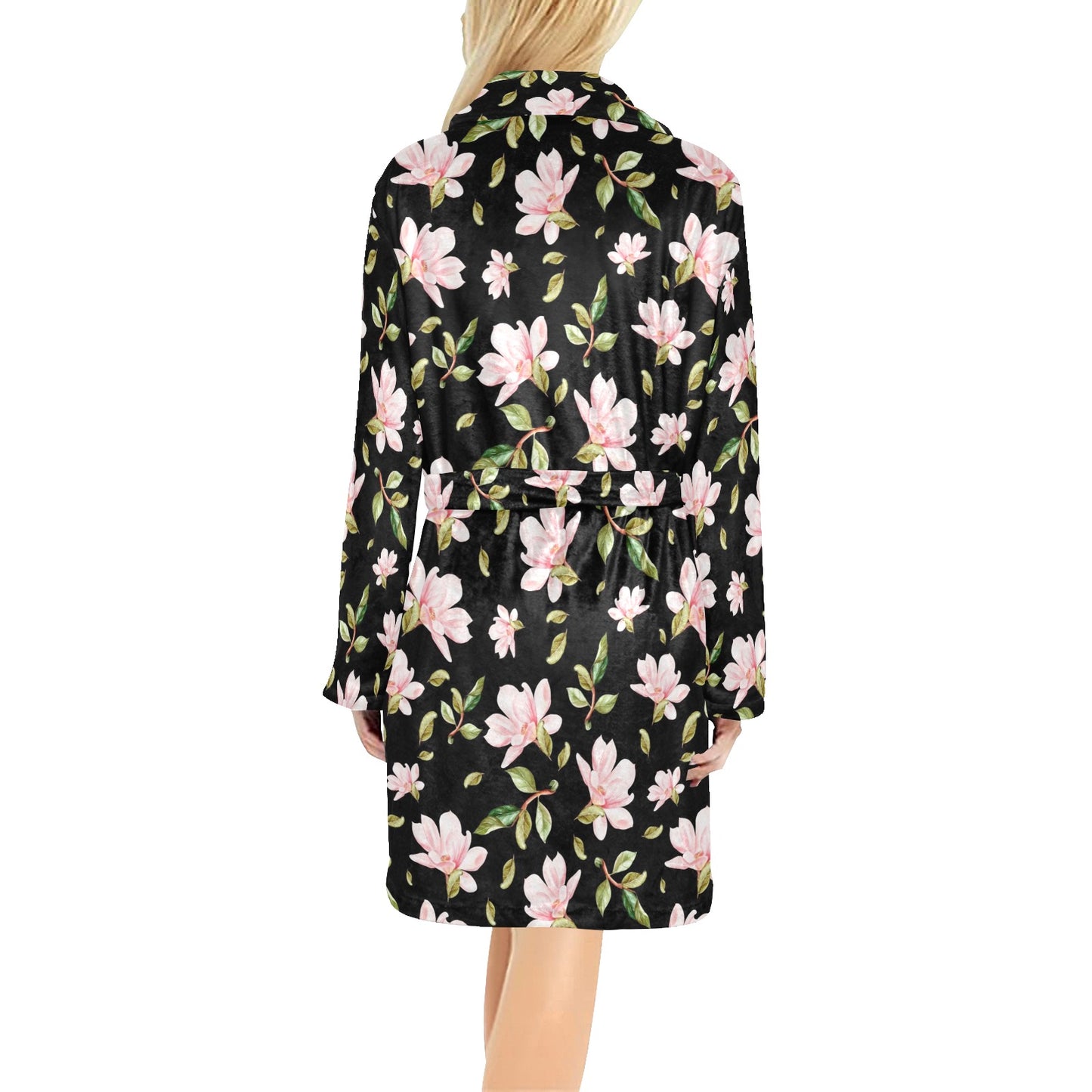 Magnolia Pattern Print Design MAG01 Women's Fleece Robe