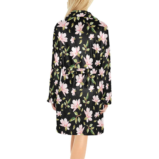 Magnolia Pattern Print Design MAG01 Women's Fleece Robe