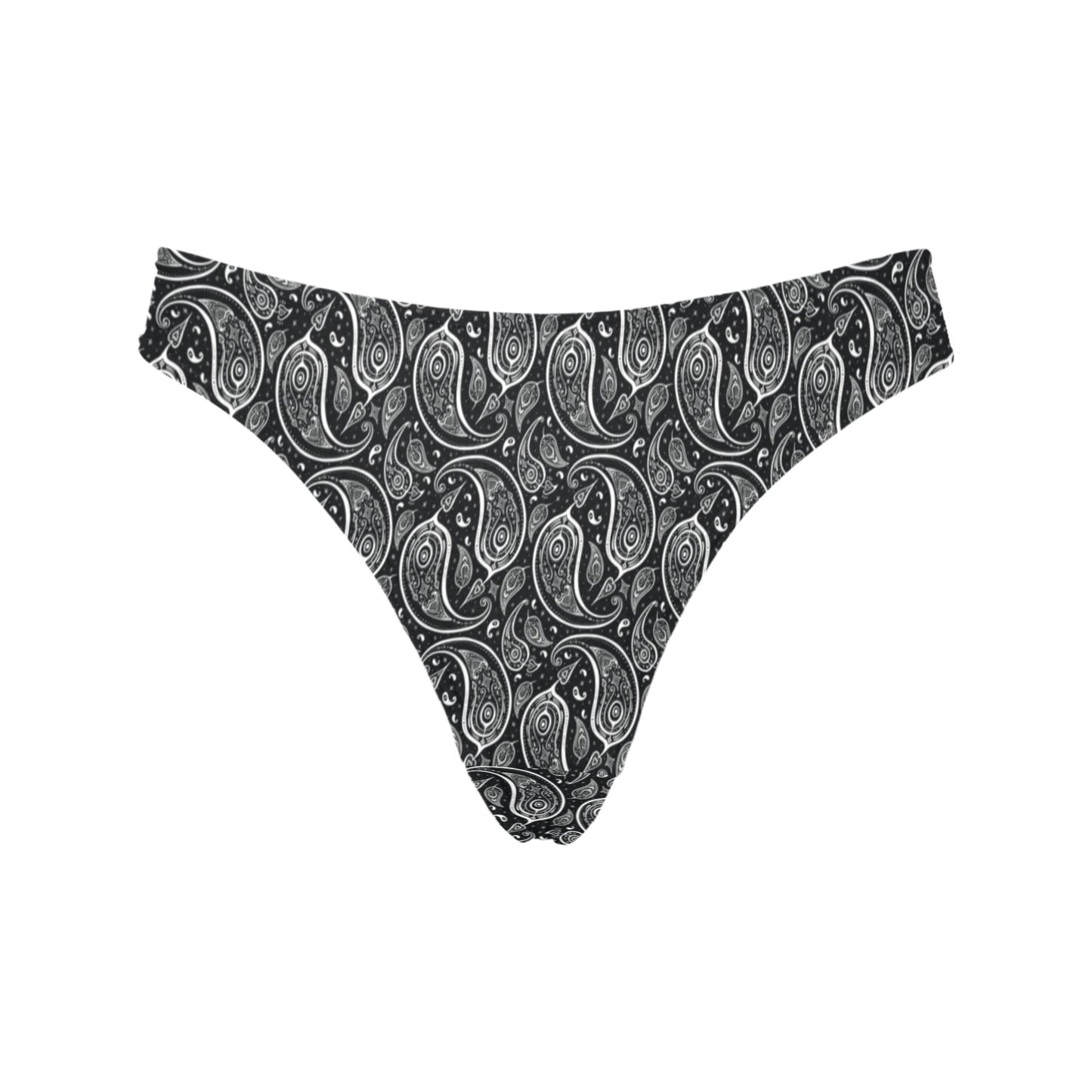Paisley Black Design Print Women's Thongs
