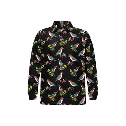 Birds Pattern Print Design 06 Long Sleeve Polo Shirt For Men's
