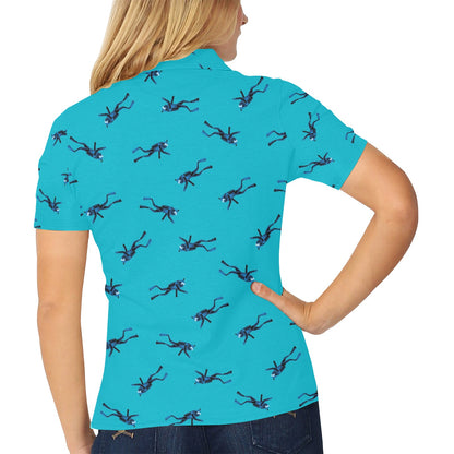 Scuba Driver Print Design LKS304 Women's Polo Shirt