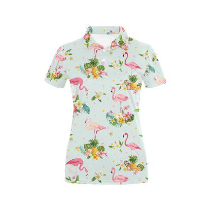 Flamingo Sweet Pattern Women's Polo Shirt