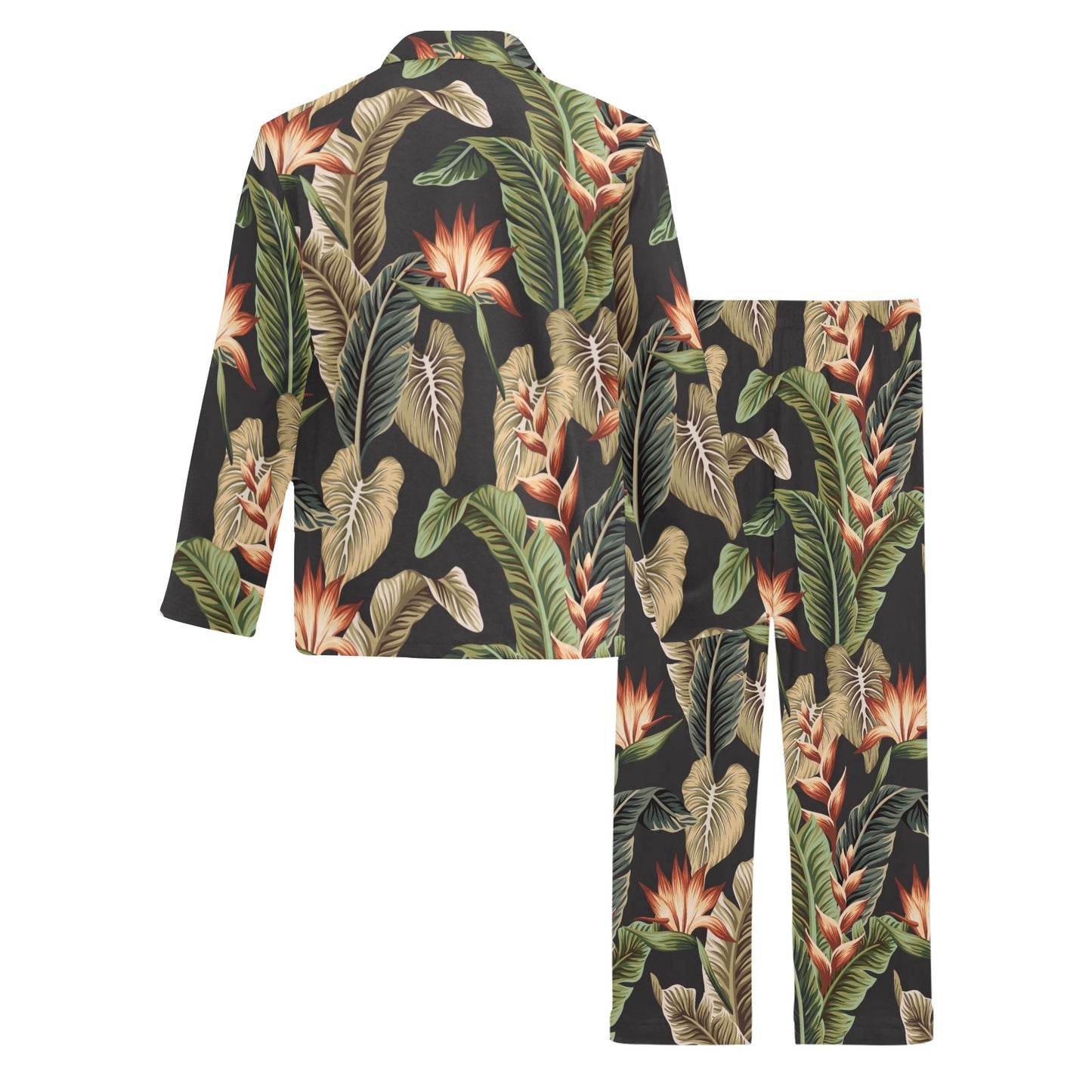 Tropical Flower Pattern Print Design TF014 Men's Long Pajama Set