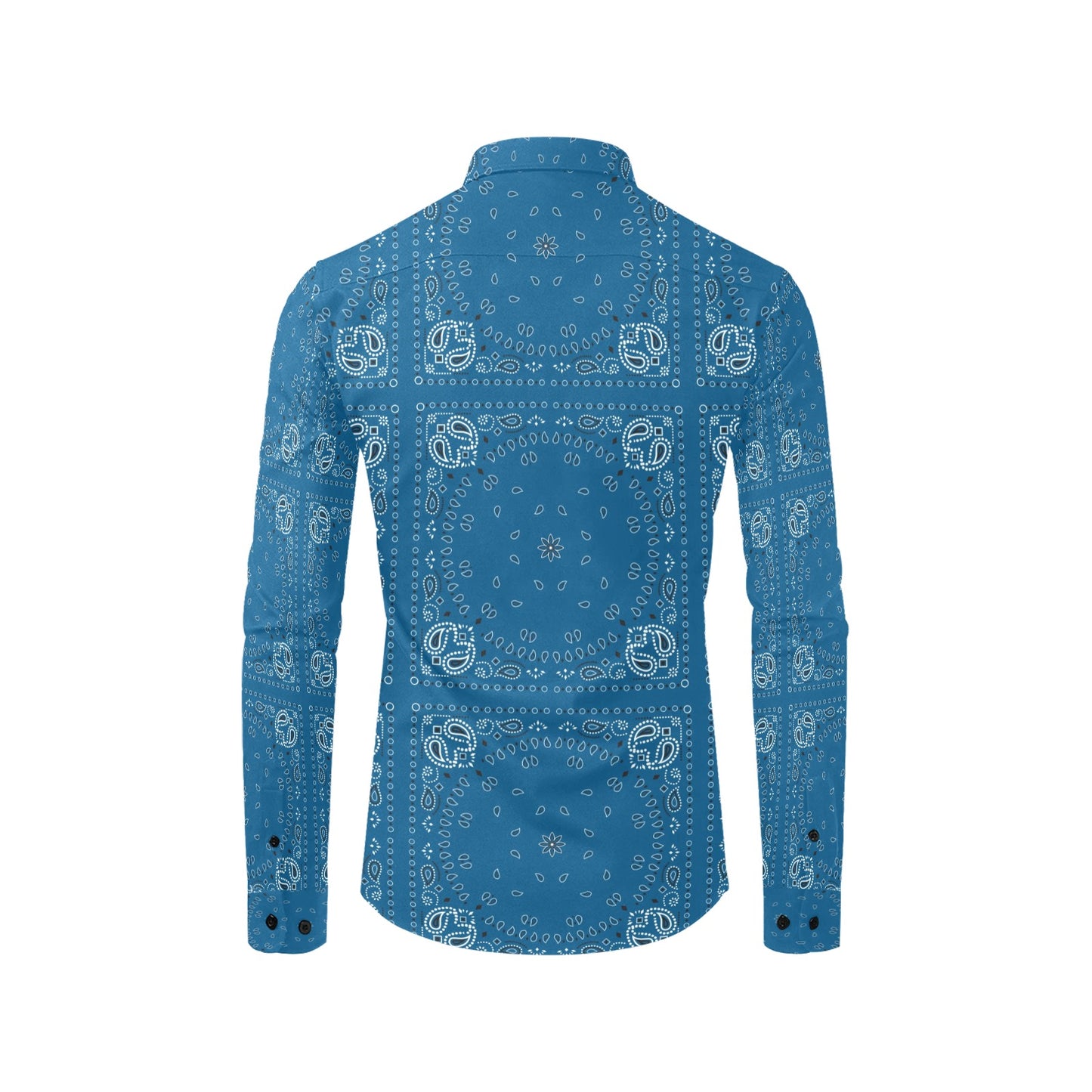 Bandana Blue Print Design LKS301 Men's Long Sleeve Dress Shirt