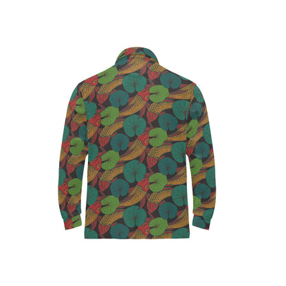 KOI Fish Pattern Print Design 01 Long Sleeve Polo Shirt For Men's