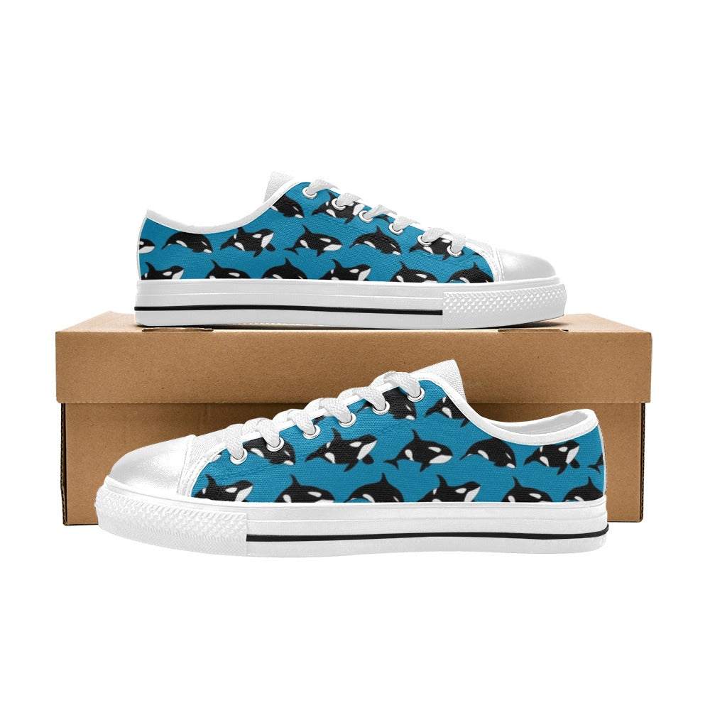 Whale Print Design LKS304 Women's White Low Top Shoes