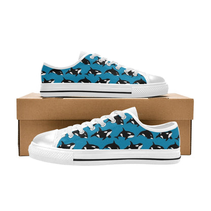Whale Print Design LKS304 Women's White Low Top Shoes