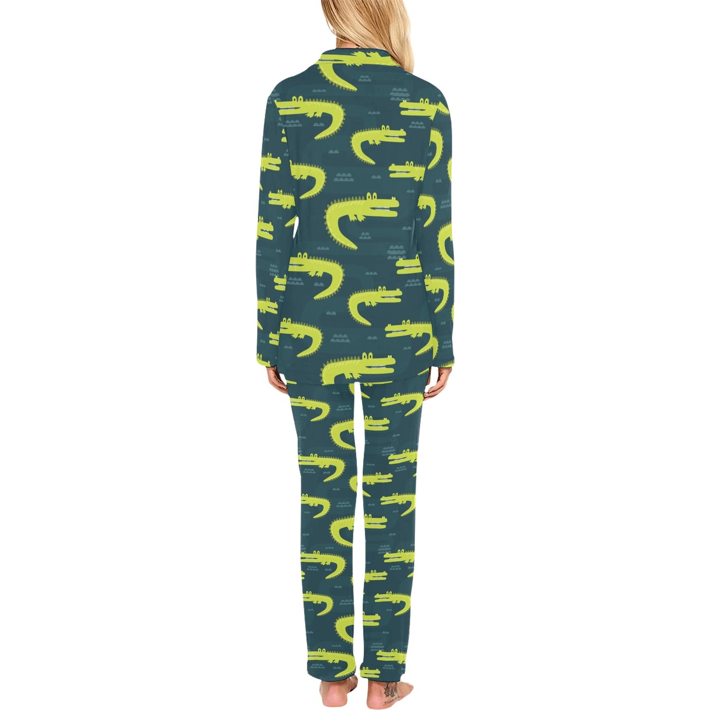 Alligator Pattern Print Design 03 Women's Long Pajama Set