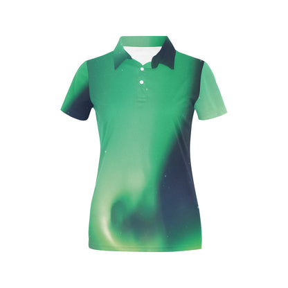 Aurora Borealis Pattern Print Design 04 Women's Polo Shirt