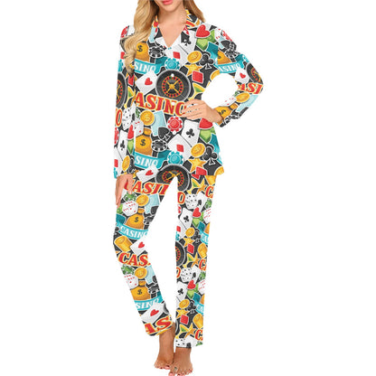 Casino Pattern Print Design 03 Women's Long Pajama Set