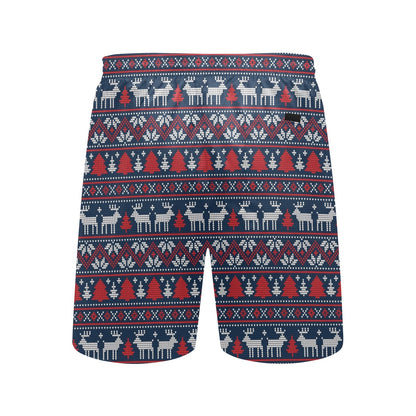 Reindeer Print Design LKS405 Men's Swim Trunks Beach Shorts