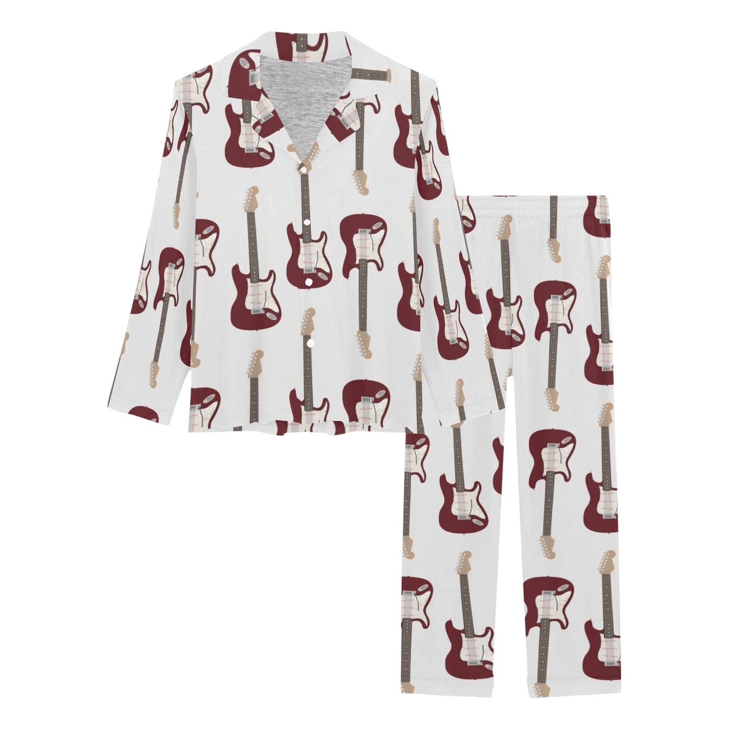 Bass Guitar Pattern Print Design 03 Women's Long Pajama Set