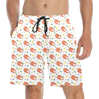 Salmon Steak Print Design LKS303 Men's Swim Trunks Beach Shorts