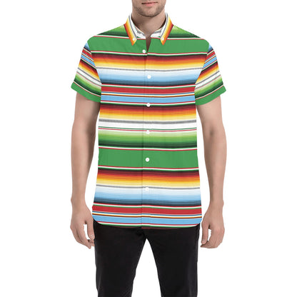 Serape Print Design LKS302 Men Short Sleeve Button Up Shirt