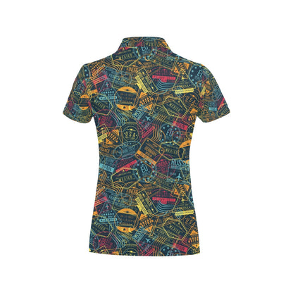 Travel Stamp Colorful Print Design LKS304 Women's Polo Shirt