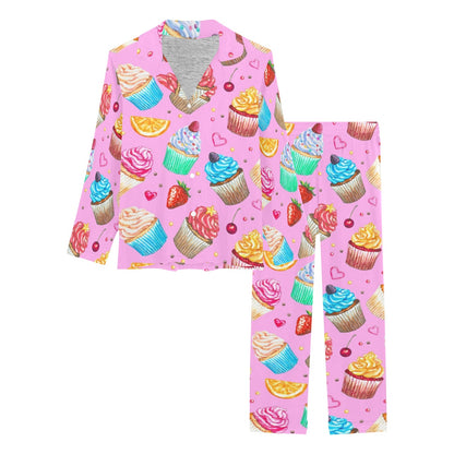 Cupcake Pattern Print Design CP05 Women's Long Pajama Set