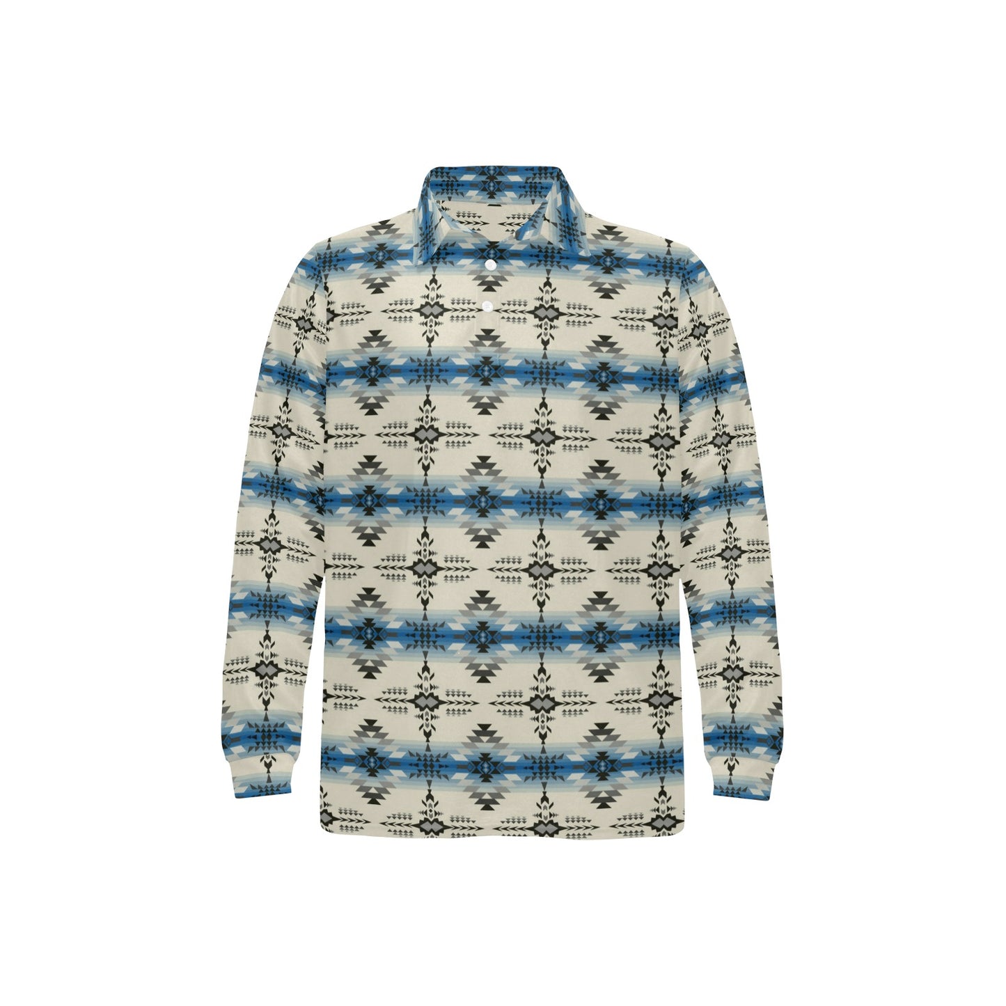 Southwest Pattern Print Design LKS304 Long Sleeve Polo Shirt For Men's