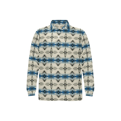 Southwest Pattern Print Design LKS304 Long Sleeve Polo Shirt For Men's