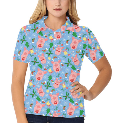 Pig Print Design LKS404 Women's Polo Shirt