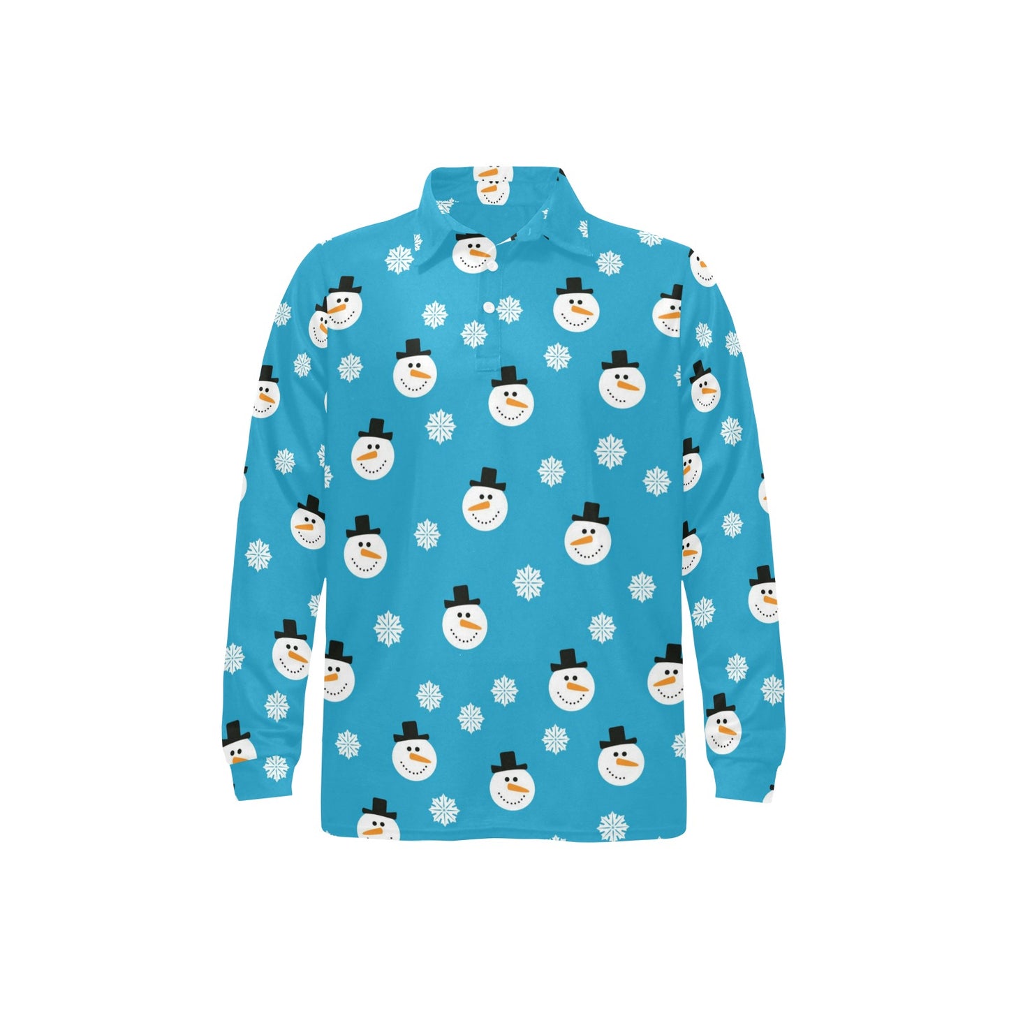 Snowman Print Design LKS303 Long Sleeve Polo Shirt For Men's