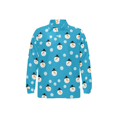 Snowman Print Design LKS303 Long Sleeve Polo Shirt For Men's