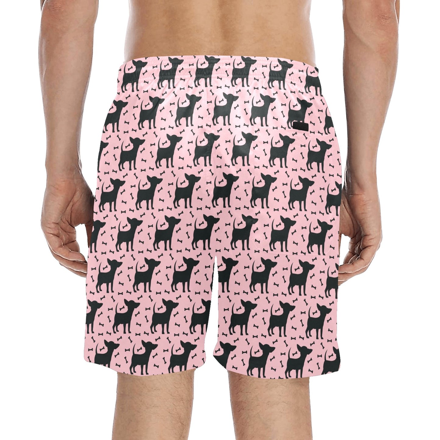 Chihuahua Pink Print Pattern Men's Swim Trunks Beach Shorts