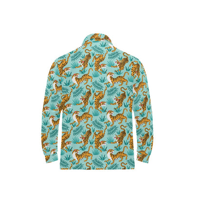 Tiger Print Design LKS304 Long Sleeve Polo Shirt For Men's