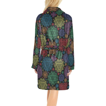 Chakra Mandala Print Pattern Women's Fleece Robe