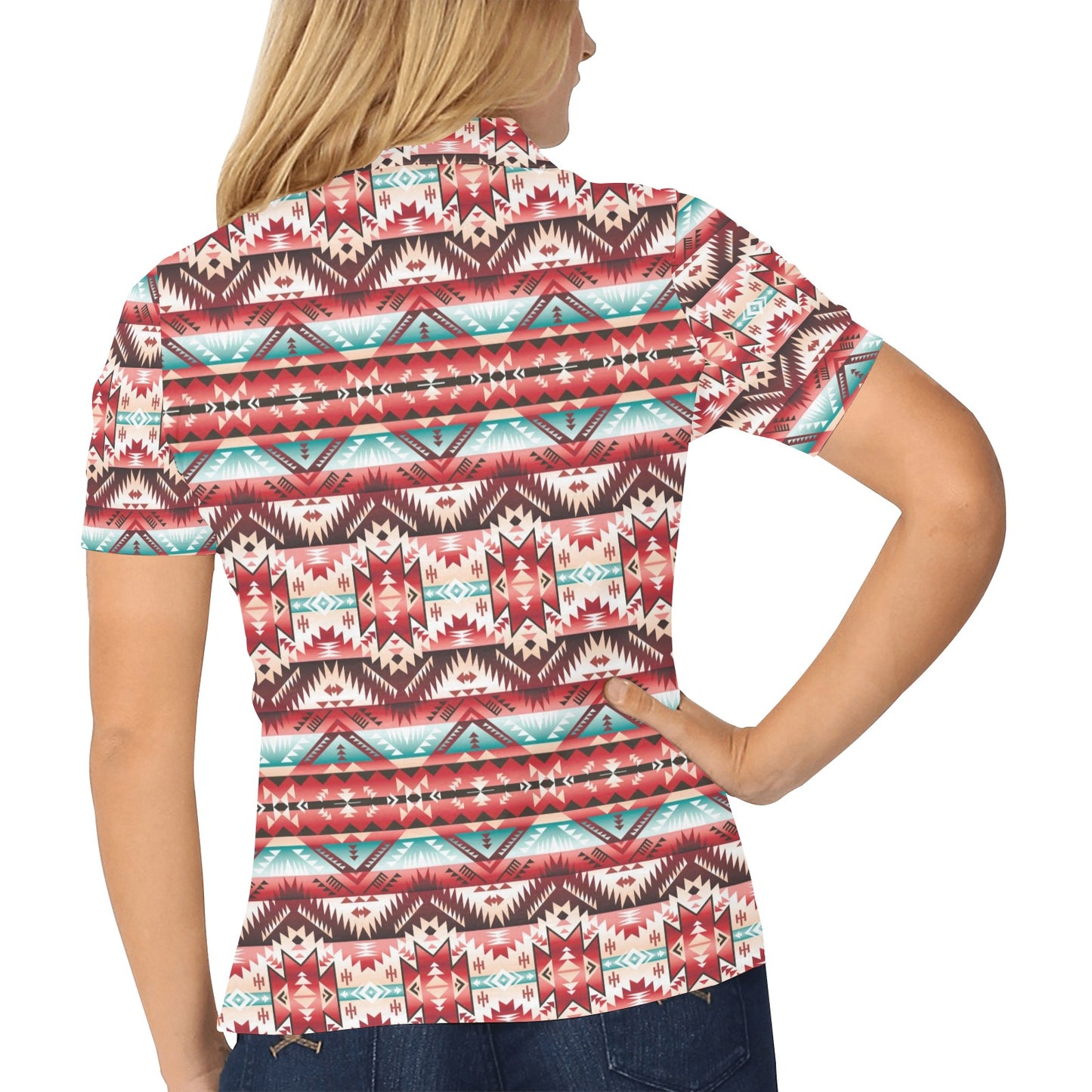 Aztec Western Style Print Pattern Women's Polo Shirt