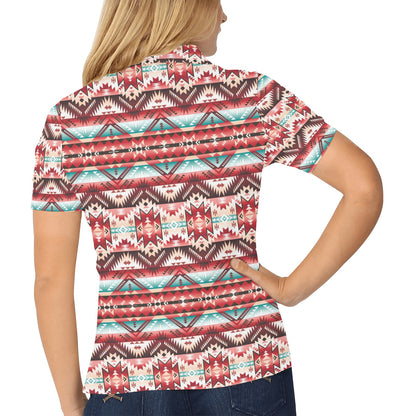 Aztec Western Style Print Pattern Women's Polo Shirt