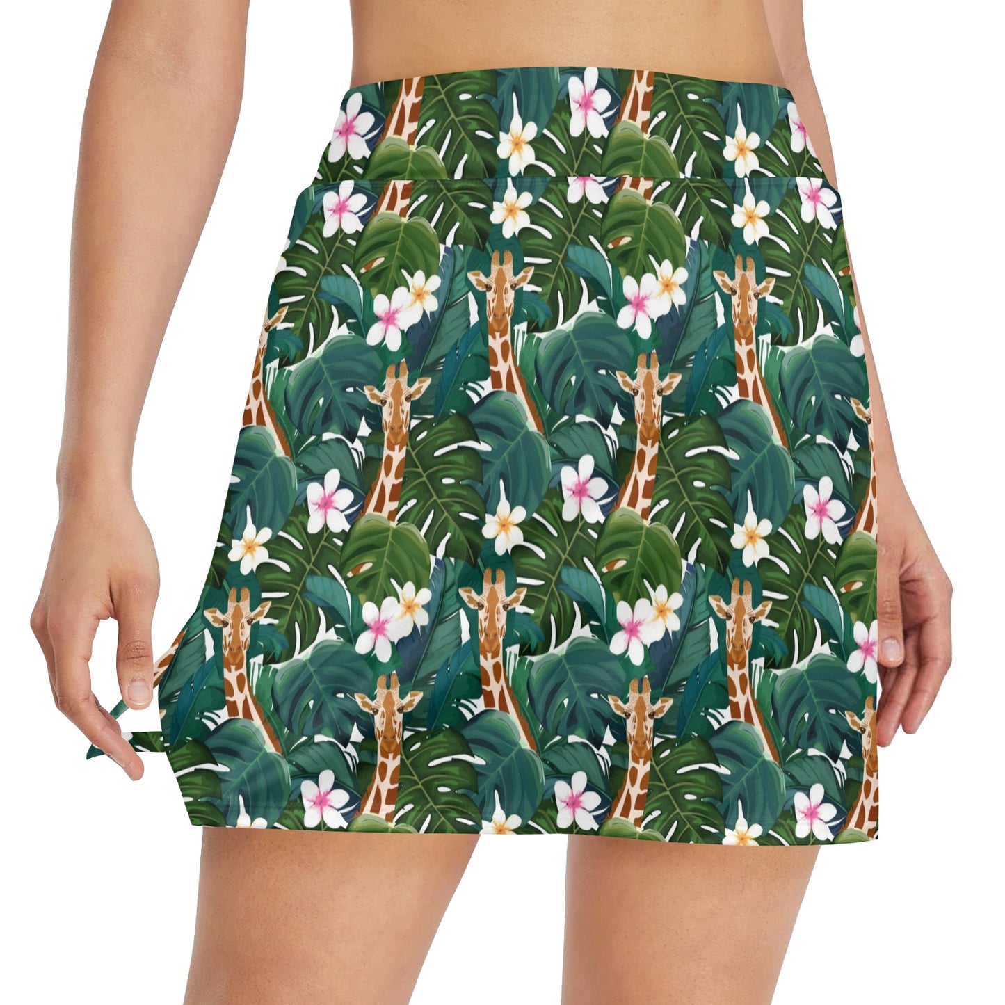 Giraffe Jungle Design Print Women's Golf Skirt with Pocket