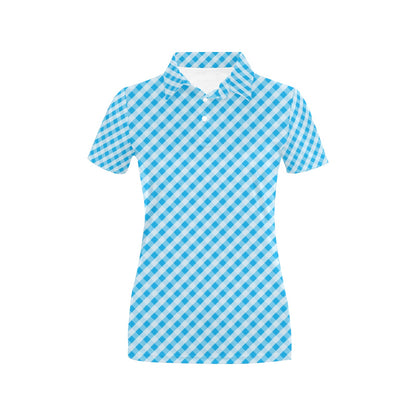 Gingham Print Design LKS401 Women's Polo Shirt