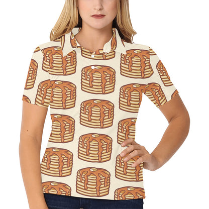 Pancake Pattern Print Design A02 Women's Polo Shirt