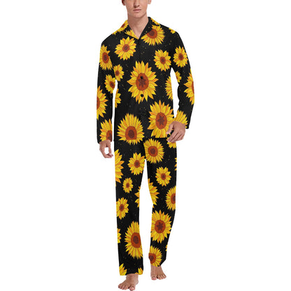 Sunflower Pattern Print Design SF09 Men's Long Pajama Set