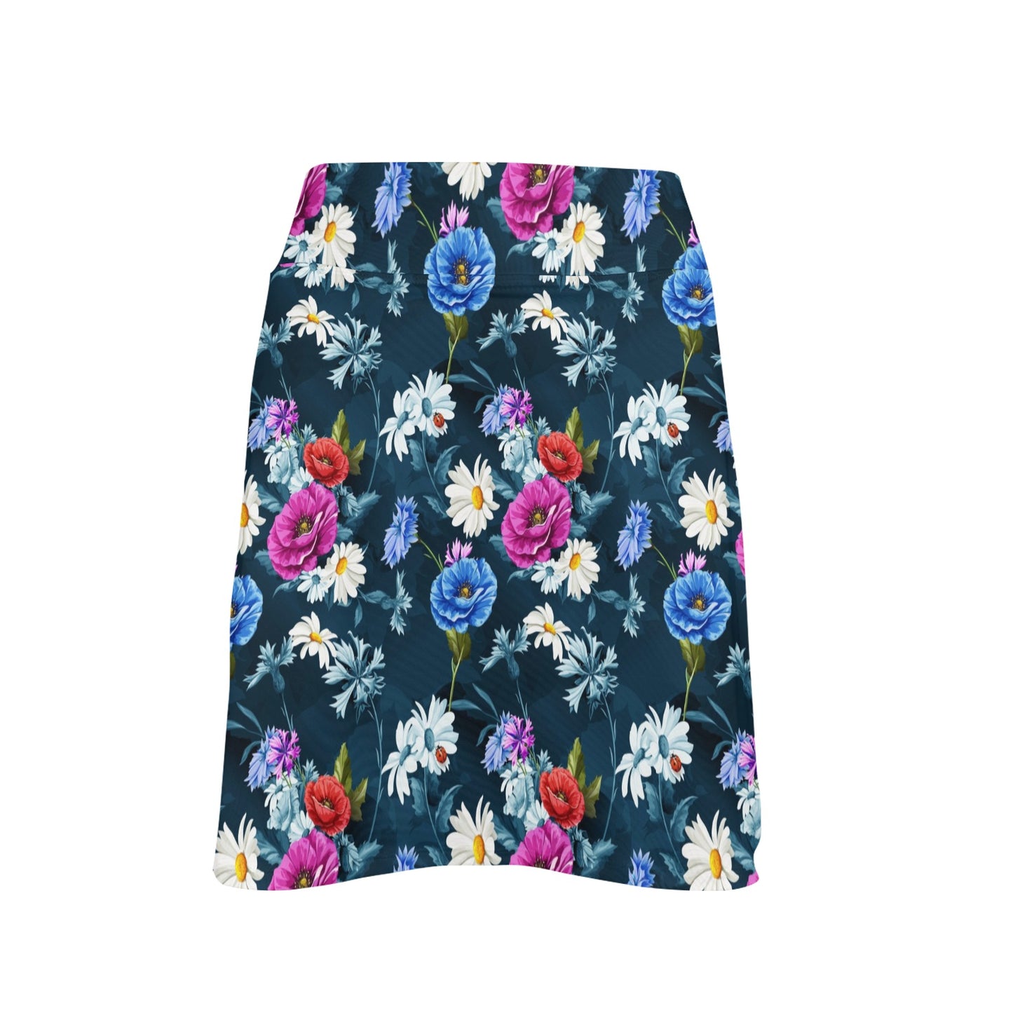 Floral Blue Themed Print 17" Golf & Pickleball Skort with Pockets