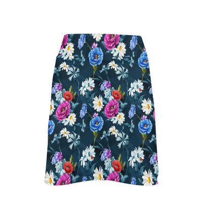 Floral Blue Themed Print 17" Golf & Pickleball Skort with Pockets