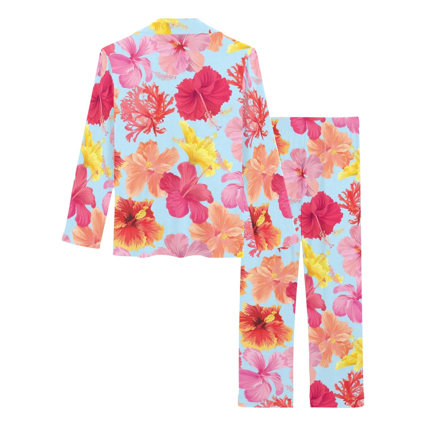 Hibiscus Pattern Print Design HB020 Women's Long Pajama Set
