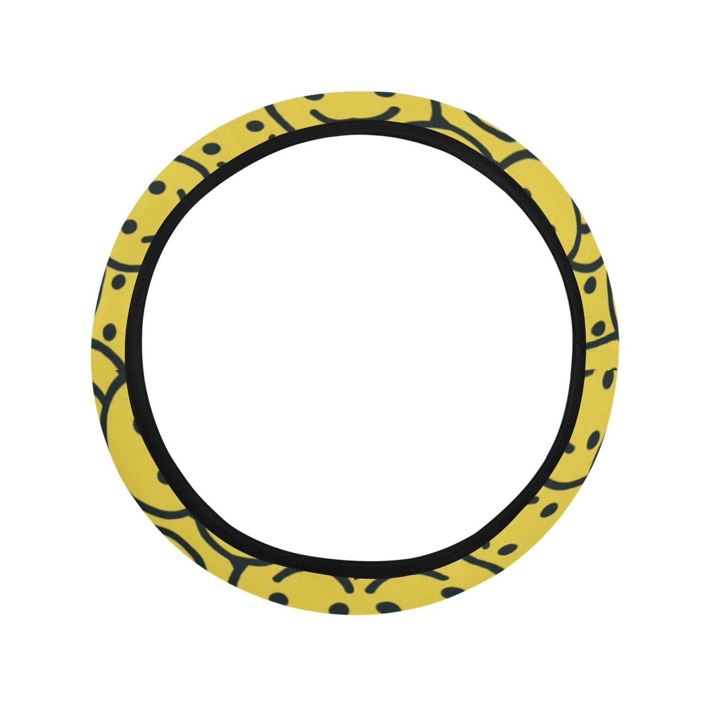 Smiley Face Emoji Print Design LKS302 Steering Wheel Cover with Elastic Edge