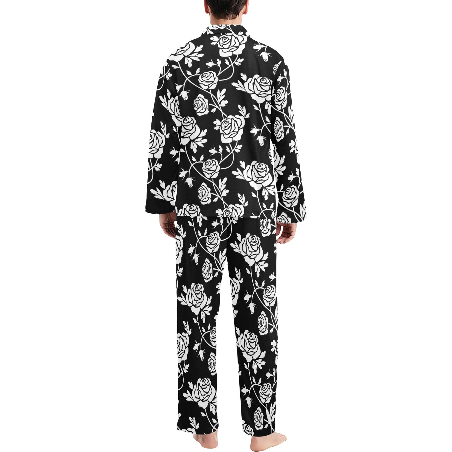 Rose Pattern Print Design RO013 Men's Long Pajama Set