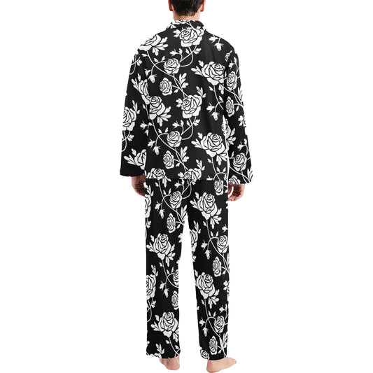Rose Pattern Print Design RO013 Men's Long Pajama Set