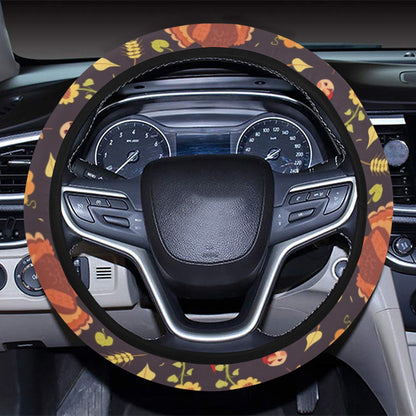 Thanksgiving Print Design LKS305 Steering Wheel Cover with Elastic Edge
