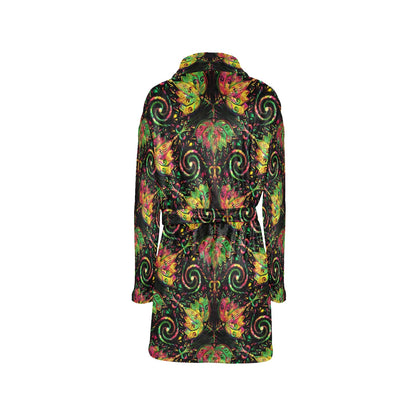 lotus Boho Pattern Print Design LO09 Women's Fleece Robe