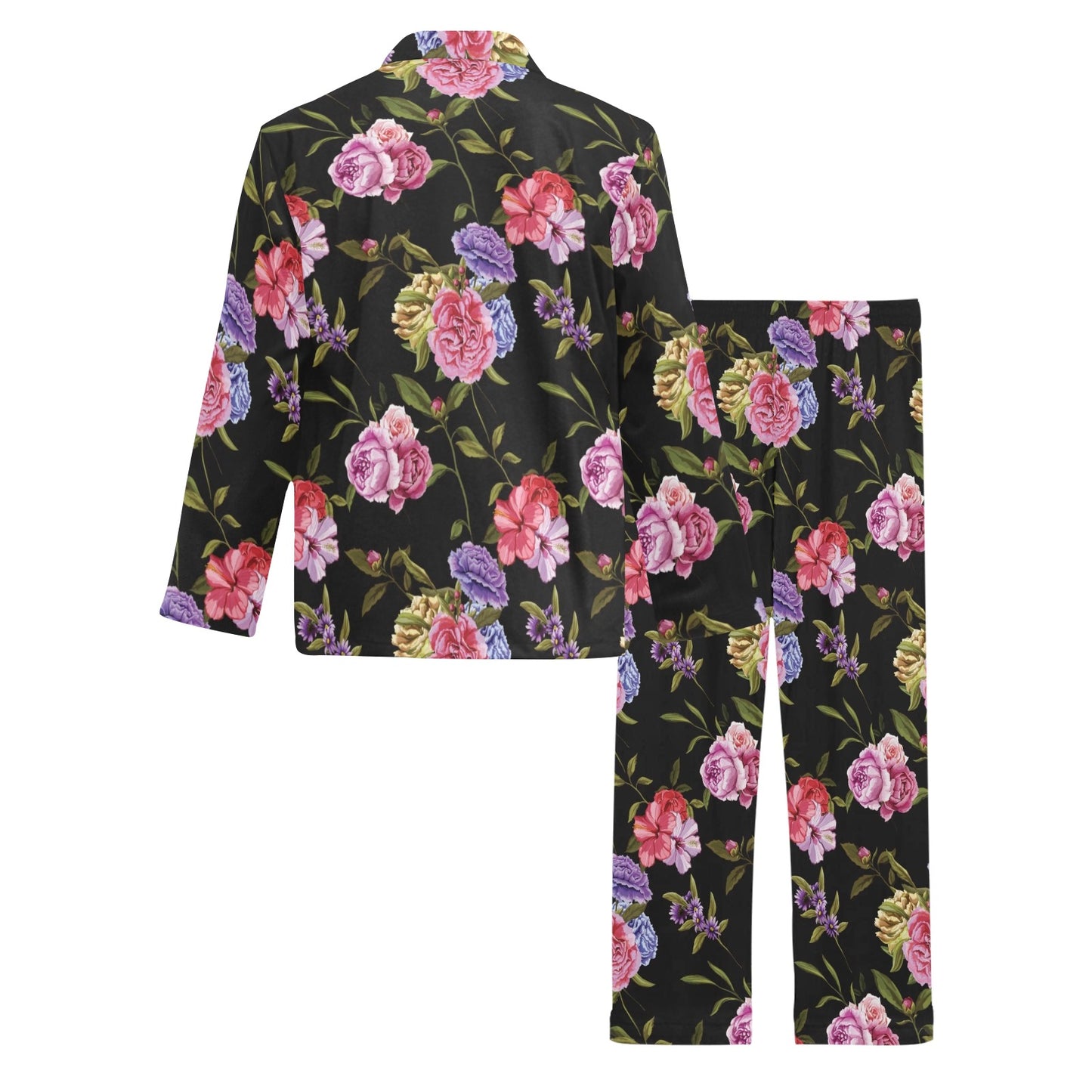 Carnations Pattern Print Design CN05 Men's Long Pajama Set