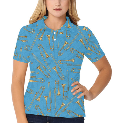 Trombone Pattern Print Design 01 Women's Polo Shirt