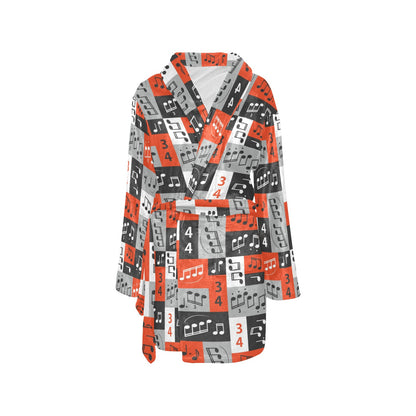 Music Note Design Themed Print Women's Fleece Robe