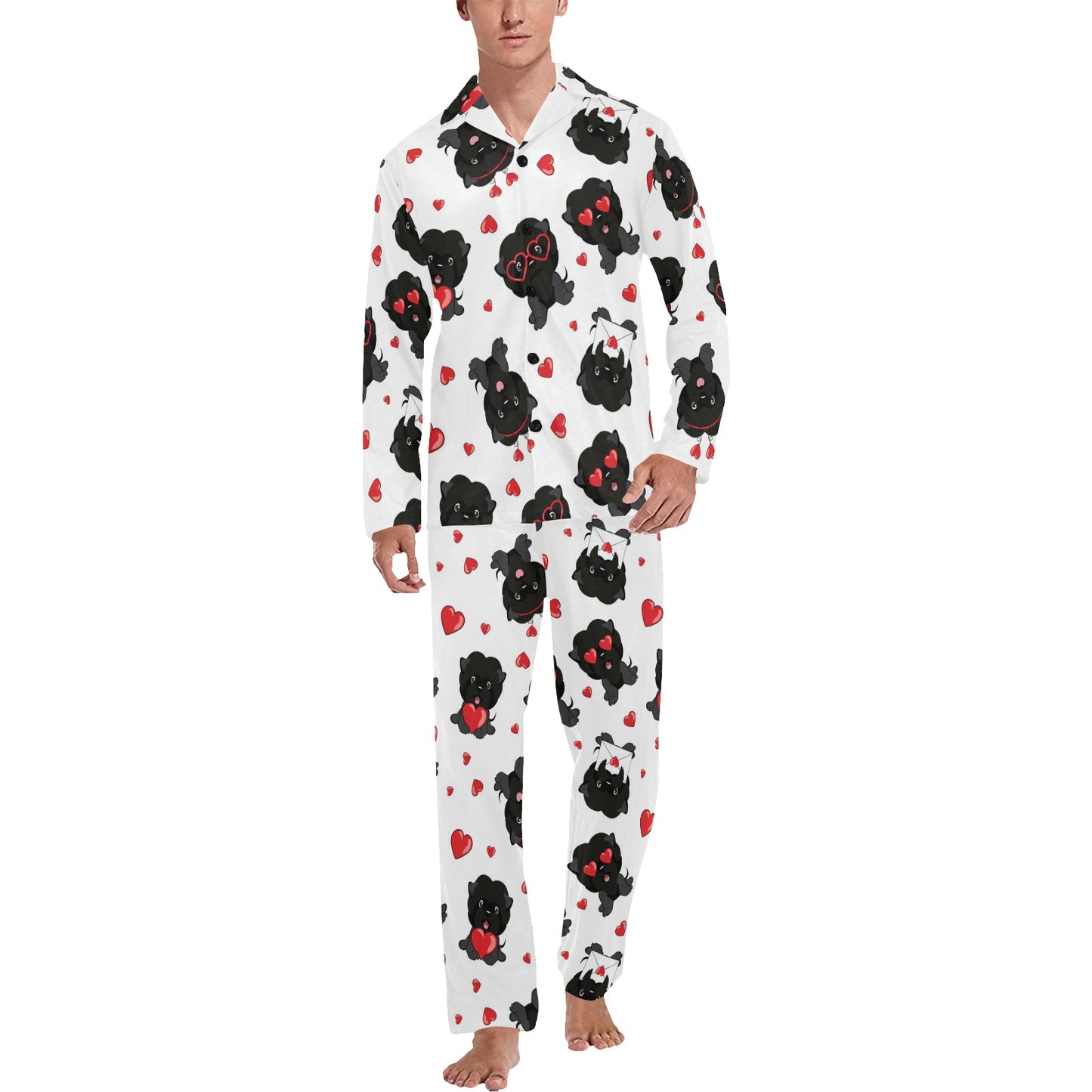 Affenpinscher Pattern Print Design 01 Men's Long Pajama Set