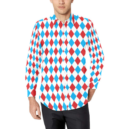 Harlequin Print Design LKS402 Men's Long Sleeve Dress Shirt