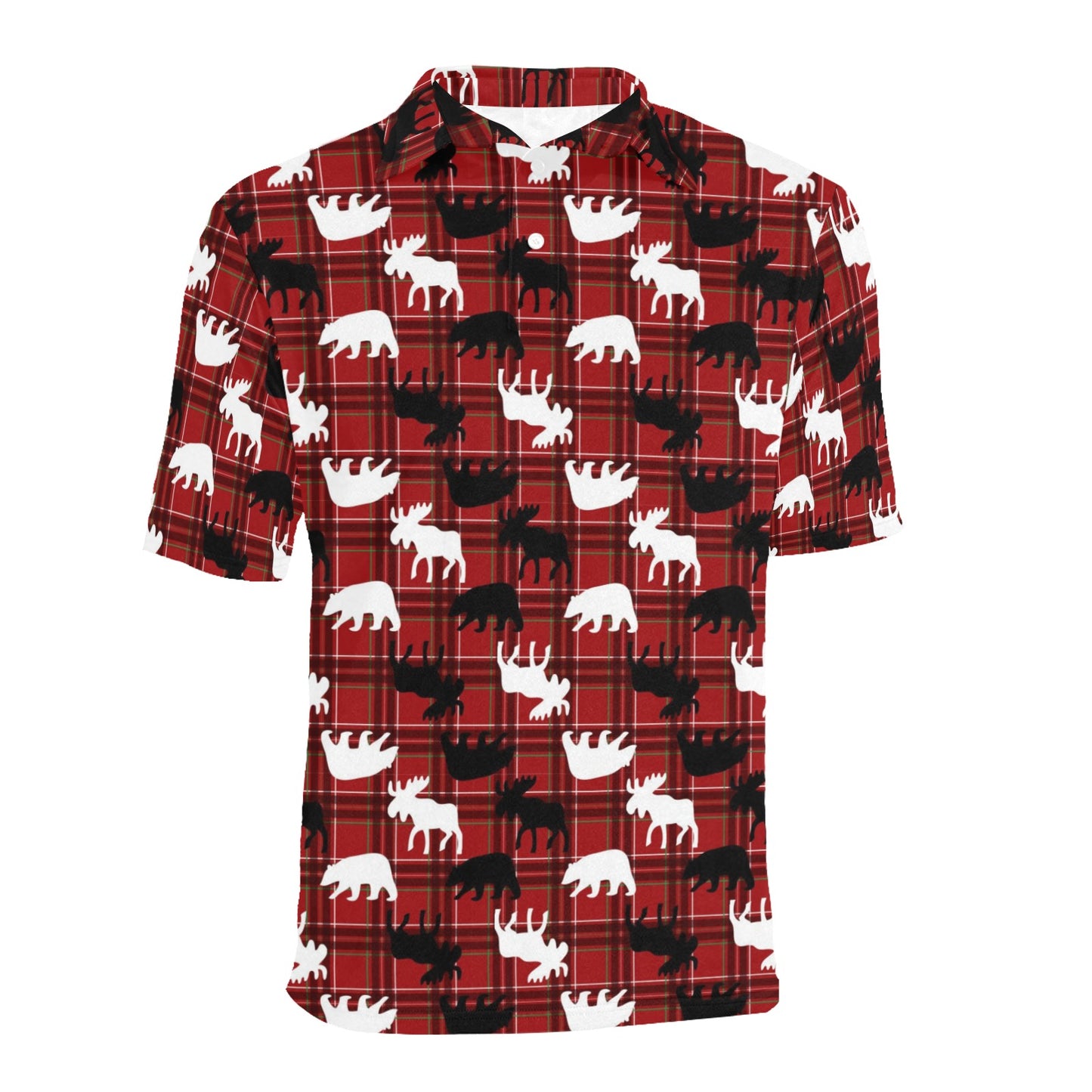 Moose Print Design LKS401 Men Polo Shirt
