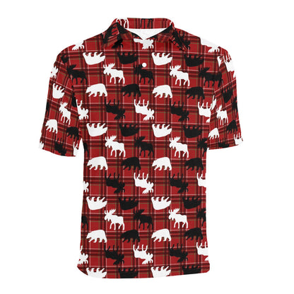 Moose Print Design LKS401 Men Polo Shirt